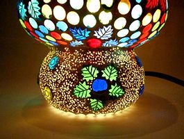 Susajjit Decor Lovely Night Lamp with Beautiful Mosaic work Colorful Lamp Shade for corner side Tables-thumb2