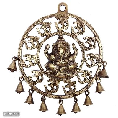 Lord Ganesha Wall Plate with Bells Made by Brass Gives Positivity your Home