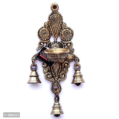 Decorative Wall Hanging Oil Diya Made of Brass with Bells-thumb0