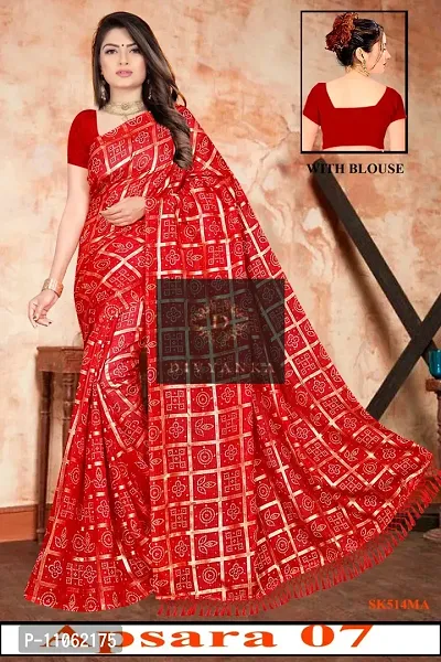 Stylish Fancy Kota Doria Cotton Printed Bandhani Saree With Blouse Piece For Women-thumb0