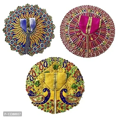 Stylish Fancy 1 No - Laddu Gopal Fancy Dress With Mala And Mukut - 3 Dresses Set - Rr545