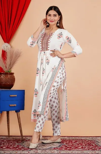 Classic Rayon Floral Printed Kurta Bottom Set