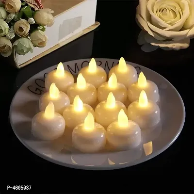 Flameless Waterproof Candle Lamp Float On Water Led Plastic Floating Tea Lights | Electric Candle Lights for Decoration | Diwali Lights (Pack of 12)-thumb0