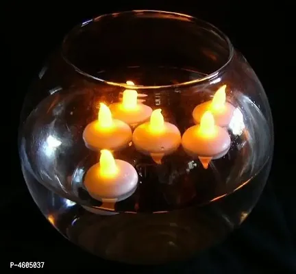 Flameless Waterproof Candle Lamp Float On Water Led Plastic Floating Tea Lights | Electric Candle Lights for Decoration | Diwali Lights (Pack of 12)-thumb2