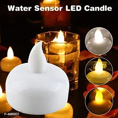 Flameless Waterproof Candle Lamp Float On Water Led Plastic Floating Tea Lights | Electric Candle Lights for Decoration | Diwali Lights (Pack of 12)-thumb3