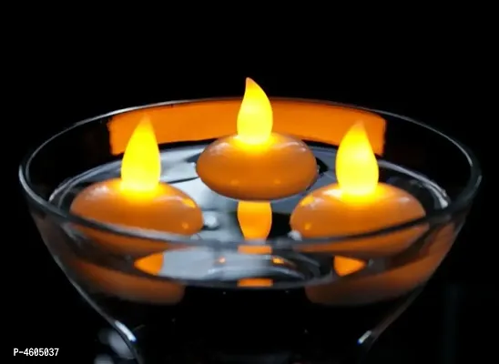 Flameless Waterproof Candle Lamp Float On Water Led Plastic Floating Tea Lights | Electric Candle Lights for Decoration | Diwali Lights (Pack of 12)-thumb4