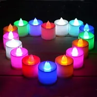 Battery Color Changing Tea Lights, Flameless Diyas Colorful LED Tealights, Multi Color Flashing Candles Light For Diwali Festival Decorations(Pack Of 24 )-thumb1