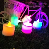 Battery Color Changing Tea Lights, Flameless Diyas Colorful LED Tealights, Multi Color Flashing Candles Light For Diwali Festival Decorations(Pack Of 24 )-thumb3