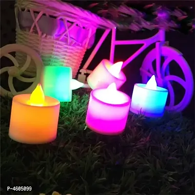 Battery Color Changing Tea Lights, Flameless Diyas Colorful LED Tealights, Multi Color Flashing Candles Light For Diwali Festival Decorations(Pack Of 24 )-thumb4