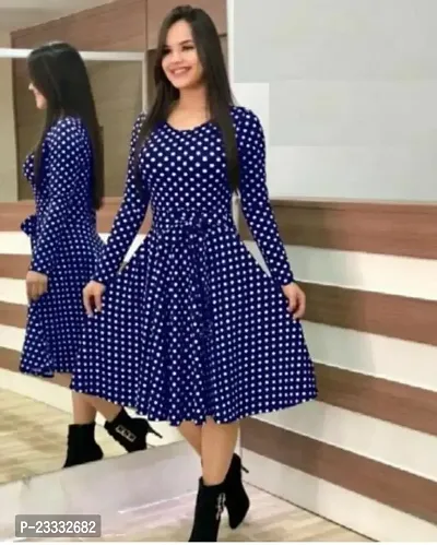 Classic Crepe Polka Dotted Dresses for Women-thumb0