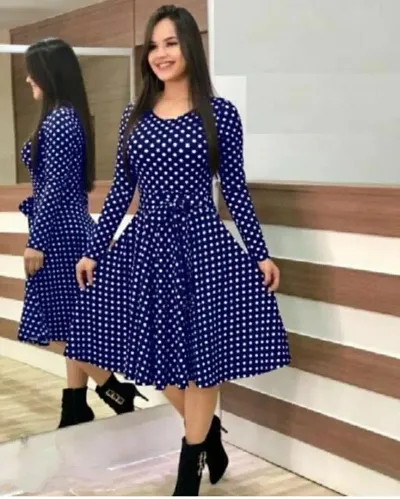 Classic Crepe Polka Dotted Dresses for Women