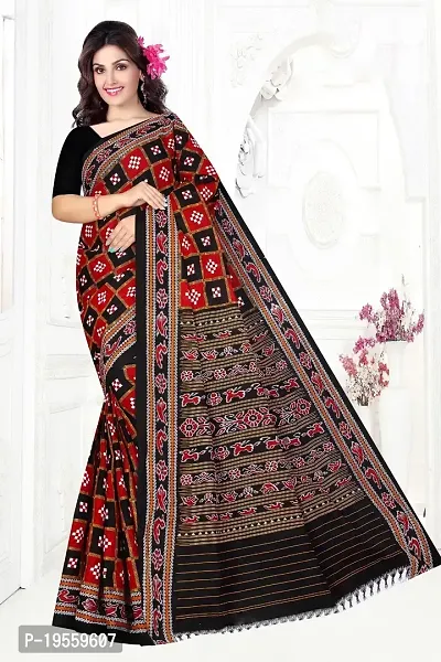 Stylish Multicoloured Cotton Sambalpuri Saree with Blouse piece-thumb0