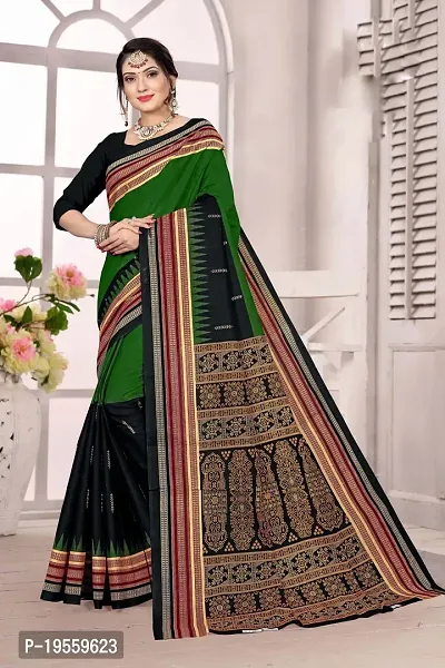 Stylish Multicoloured Cotton Sambalpuri Saree with Blouse piece-thumb0