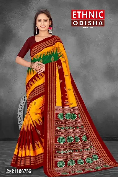 Ethnic Odisha Sambalpuri print Pure Cotton Saree-thumb0