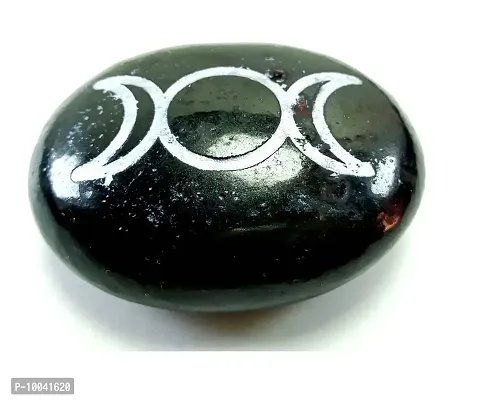 Natural Black Tumuli Moon Reiki Massage Palm Stone Crystal and Healing Stones 45 to 55 mm Approx-thumb0