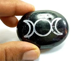 Natural Black Tumuli Moon Reiki Massage Palm Stone Crystal and Healing Stones 45 to 55 mm Approx-thumb3