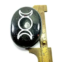 Natural Black Tumuli Moon Reiki Massage Palm Stone Crystal and Healing Stones 45 to 55 mm Approx-thumb2