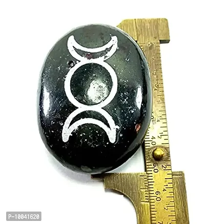 Natural Black Tumuli Moon Reiki Massage Palm Stone Crystal and Healing Stones 45 to 55 mm Approx-thumb3