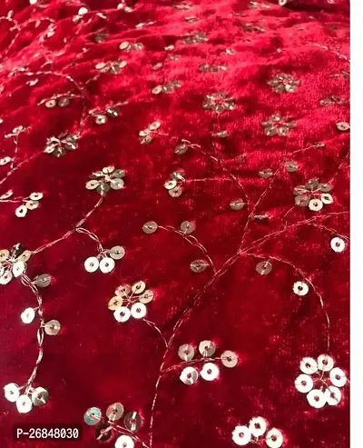 Reliable Red Velvet Embellished Unstitched Blouse For Women