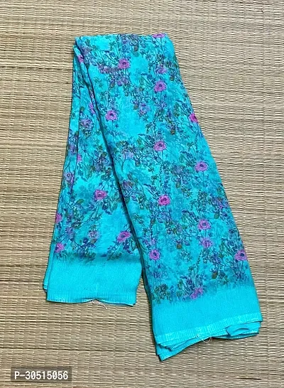 Attractive Chiffon Printed Saree with Blouse piece-thumb0