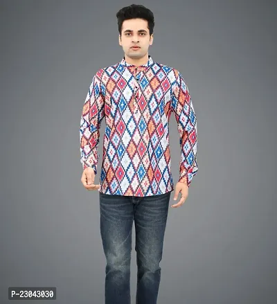 Reliable Cotton Blend Printed Short Length Kurta For Men