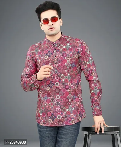 Reliable Cotton Blend Printed Short Length Kurta For Men