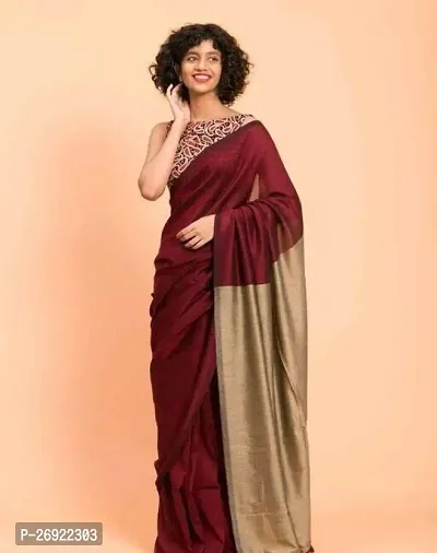 Beautiful Maroon Cotton Saree with Blouse piece-thumb0