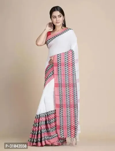 Elegant Multicoloured Khadi Cotton Solid Saree With Blouse Piece For Women-thumb0