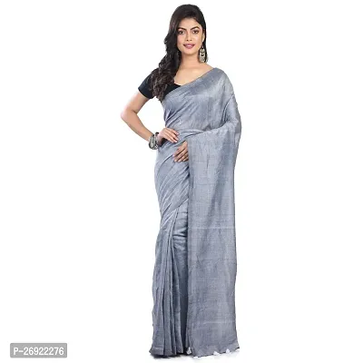 Beautiful Grey Cotton Saree with Blouse piece