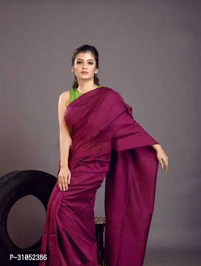 Stylish Khadi Cotton Blend Saree With Blouse Piece For Women