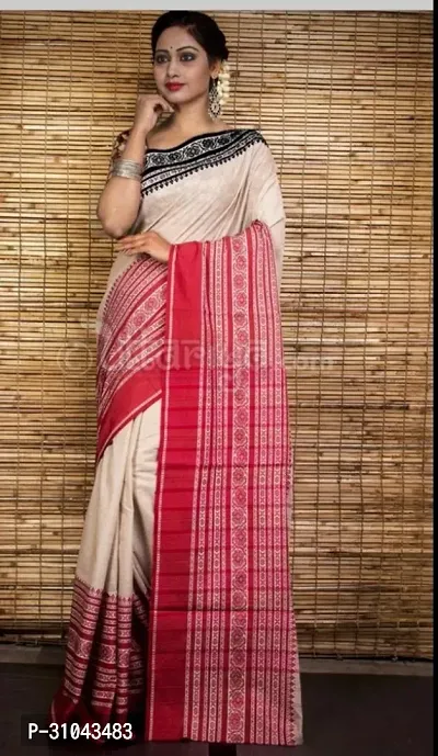 Elegant Multicoloured Khadi Cotton Solid Saree With Blouse Piece For Women-thumb0