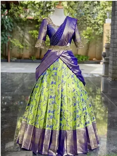 Multi Colour Engagement Banarasi Silk Lehenga Choli