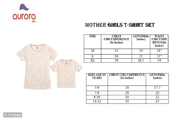 Aurora Shine - Mom Daughter Dress Pink Colour Cotton Floral Printed Regular Fit T-Shirt-thumb2