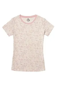 Aurora Shine - Mom Daughter Dress Pink Colour Cotton Floral Printed Regular Fit T-Shirt-thumb2