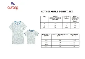 Aurora Shine - Mom Daughter Dress Blue Colour Cotton Floral Printed Regular Fit Color Block Style T-Shirt-thumb1