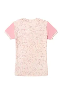 Aurora Shine - Mom Daughter Dress Pink Colour Cotton Floral Printed Regular Fit Color Block Style T-Shirt-thumb3