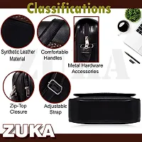 ZUKA PU Leather Sling Cross Body Travel Office Business Messenger One Side Shoulder Bag for Men Women (Black)-thumb3