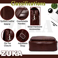 ZUKA PU Leather Sling Cross Body Travel Office Business Messenger One Side Shoulder Bag for men and women (Brown)-thumb1