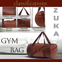 ZUKA PU Leather Gym Duffel Bag | Shoulder Gym Bag | Sports and Travel Bag for Men Women Boys & Girls | Gym Basketball Football Cricket Kit Multipurpose with Side Compartments (Tan Brown)-thumb4