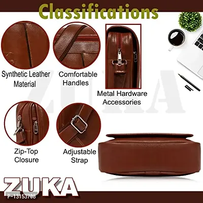 ZUKA Casual Crossbody Synthetic Leather Men Sling Bag (Tan)-thumb4
