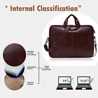 ZUKA PU Leather 15.6 inch Laptop Messenger Organizer Bag/Shoulder Sling Office Bag for Men & Women (Black) (Brown)-thumb2