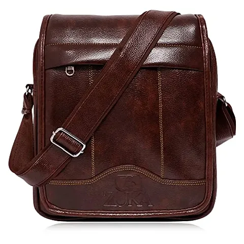 ZUKA PU Leather Sling Cross Body Travel Office Business Messenger One Side Shoulder Bag for men and women