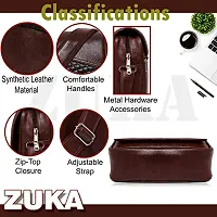ZUKA PU Leather Sling Cross Body Travel Office Business Messenger One Side Shoulder Bag for Men Women (Brown)-thumb3