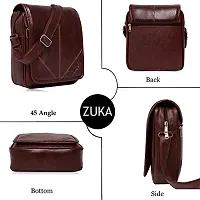 ZUKA PU Leather Sling Cross Body Travel Office Business Messenger One Side Shoulder Bag for Men Women (Black) (Brown)-thumb2