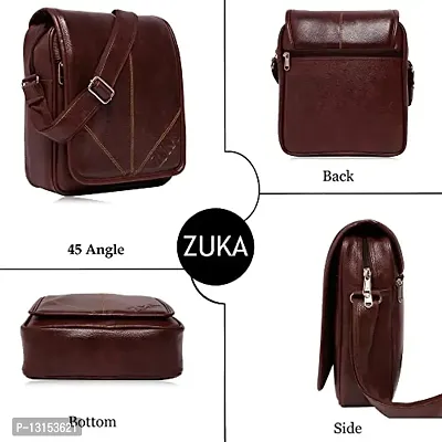 ZUKA PU Leather Sling Cross Body Travel Office Business Messenger One Side Shoulder Bag for Men Women (Black) (Brown)-thumb3
