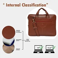 ZUKA PU Leather 15.5 inch Laptop Messenger Organizer Bag/Shoulder Sling Office Bag for Men & Women (Tan)-thumb1