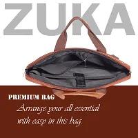 ZUKA PU Leather 15.5 inch Laptop Messenger Organizer Bag/Shoulder Sling Office Bag for Men & Women (Tan)-thumb2