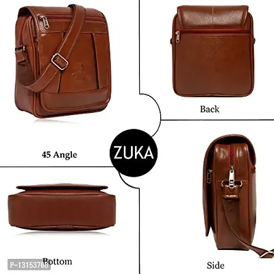 ZUKA Casual Crossbody Synthetic Leather Men Sling Bag (Tan)-thumb5