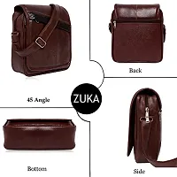 ZUKA PU Leather Sling Cross Body Travel Office Business Messenger One Side Shoulder Bag for Men Women (Brown)-thumb4