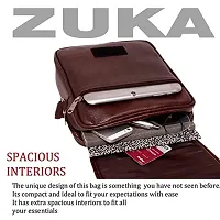 ZUKA PU Leather Sling Cross Body Travel Office Business Messenger One Side Shoulder Bag for Men Women (Black) (Brown) (Brown)-thumb2